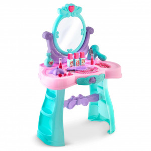 Masuta de toaleta din plastic, pentru copii, cu accesorii machiaj, sertar, oglinzi plabile, Ricokids, 66 x 41 x 26 cm - Img 3