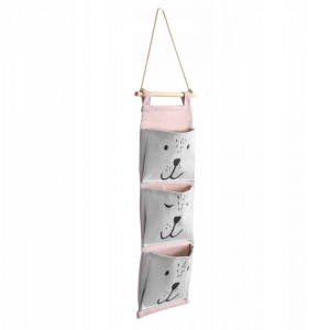 Organizator suspendat pentru jucarii , 80 x 20 cm, 3 buzunare de14 cm, Nukido, Roz - Img 2
