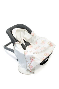 Păturică pentru Bebeluși în Scaun Auto 91×91 cm, Husă de Înfășat cu Glugă, Bumbac, Tiny Star Garden