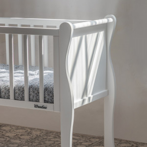 Patut copii, 90 x 40 cm, Pin + MDF, Woodies, Noble Crib, Alb - Img 4