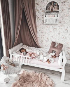 Patut Transformabil din Lemn Masiv de Pin, MDF, 140 x 70 cm, pentru copii si junior, vopsea certificata, 2 trepte de reglare inaltime, protectie theeter, 3 lamele detasabile, Woodies Safe Dreams, Noble, Alb - Img 5