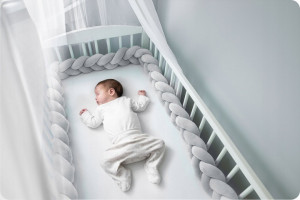 Protectie impletita pentru patut copii, 300 cm, Ricokids, Gri - Img 4