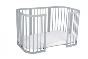 Resigilat - Patut Evolutiv pentru Copii, Multifunctional, 7in1, Saltele Incluse, Waldin, Gri - Img 5