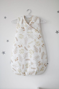 Sac de dormit pentru bebelusi Tiny Star Grain, 75 cm, Bumbac, Alb / Imprimeu Spice de Grau - Img 3