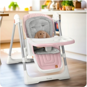 Scaun de masa reglabil, multifunctional, 3in1, transformabil in leagan, Nukido, Elite, Roz - Img 2