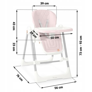 Scaun de masa reglabil, multifunctional, 3in1, transformabil in leagan, Nukido, Elite, Roz - Img 12