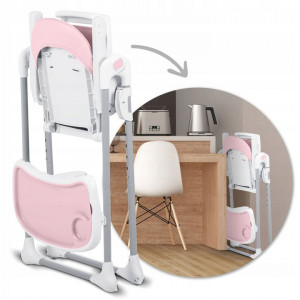 Scaun de masa reglabil, Ricokids, Tulo, spatar rabatabil, tava detasabila, suport pentru picioare, inaltime ajustabila, Roz - Img 3