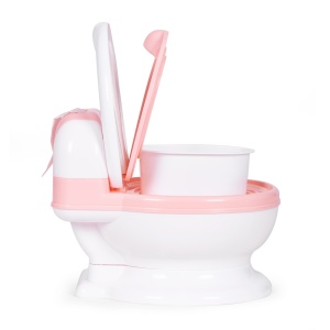 Scaun de toaleta pentru copii, Ecotoys, HA-P05, cu olita, capac, insertie detasabila si perie, Alb / Roz - Img 2
