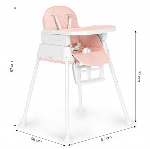 Scaun Pentru Hranire, Ecotoys, Transformabil, 3 in 1, tava detasabila, suport pentru picioare, Roz - Img 5