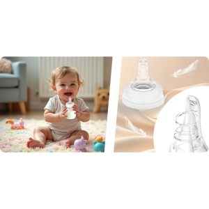 Set 2 Biberoane complete, Nukido, sticle 180 ml, tetine dinamice - Img 5