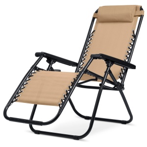 Set 2 Sezlonguri de gradina, Sofotel, ChillWell, 162 x 110 x 64 cm, textilen impermeabi, cadru din otel, pliabile, ajustabile, cu tetiera, cotiere, masuta bauturi, buzunar pentru telefon, sarcina 150 kg, culoare bej - Img 7