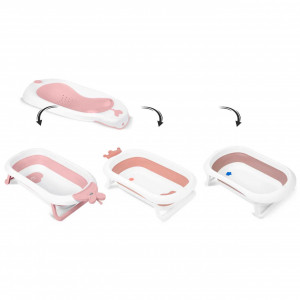 Set - Cadita de baie pliabila pentru bebelusi, cu termometru LCD, suport antiderapant, Ricokids, Roz, cu Insertie anti-alunecare pentru cadita de baie bebelusi, fixare cu ventuze, Ricokids, Roz - Img 3