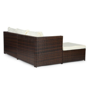 Set Coltar pentru terasa / gradina din technorattan 193x136x64 cm, masa 60x60x30 cm cu blat de sticla, perne moi, impermeabile - Img 2