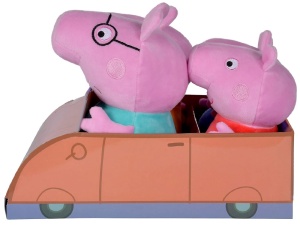 Set de plus pentru copii, Peppa Pig Family,cu masina, Jokomisiada, ZA5436 - Img 6