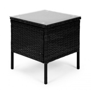 Set Mobilier pentru Gradina cu 3 Piese, 2 Scaune cu Perne si o Masuta de cafea, din Poliratan, Modern Home, XS-RTS023, Negru - Img 4