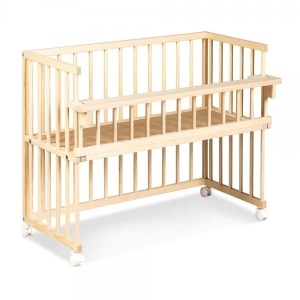 Set Patut copii din lemn KLUPS Piccolino Natur 90x40 cm, cu Saltea MyKids Cocos confort, 90 x 40 x 8 cm - Img 4