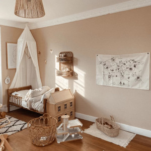 Set Patut pentru copii, din lemn masiv de Pin, 140 x 70 cm, protectii laterale incluse, Woodies Safe Dreams, Noble, Todler, Vintage cu Saltea pentru patut copii, Mykids, Cocos, Confort II, 140 x 70 x 10 cm - Img 3