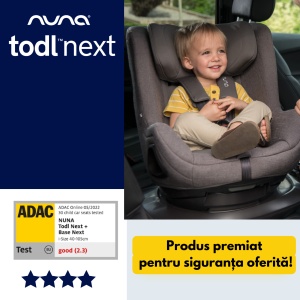 Set Scaun auto rotativ Nuna i-Size TODL next Biscotti, 40-105 cm + Baza isofix BASE next i-Size pentru TODL next, testat ADAC - Img 3