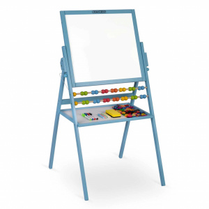 Tabla educativa pliabila, Ricokids, RK, 101 x 54 x 55 cm, 3 in 1, tabla magnetica, tabla pentru creta si abac, include markere colorate, creta, burete, cifre si litere magnetice, suruburi, Albastra - Img 3