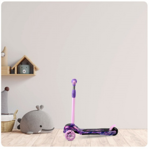 Trotineta de echilibru pentru copii, cu 3 roti, lumini LED, pliabila, ghidon reglabil, pana la 35 kg, Ricokids, Piko, Roz/Mov - Img 2