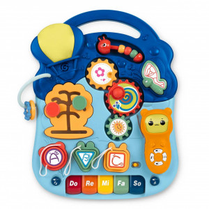 Antemergator interactiv cu 4 roti, transformabil in Masuta interactiva pentru activitati, cu panou de jucarii, sunete cu reglarea volumului, Ricokids 4in1 Albastra 781900 - Img 3