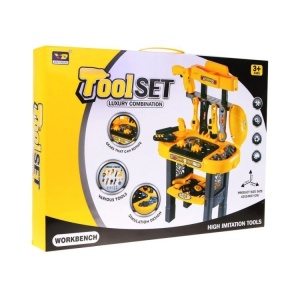 Atelier de lucru din plastic pentru copii, cu 23 de accesorii incluse, HC395062, Negru/Galben - Img 3