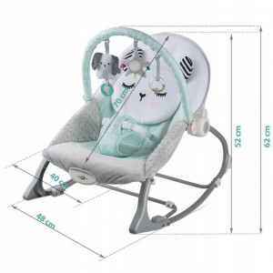Balansoar pentru copii, cu vibratii, 2 trepte de inclinare, bara de jucarii, Nukido, Mint - Img 8