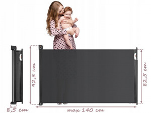Bariera de siguranta, Nukido, ajustabila, cu sistem de rulare, 140 x 82.5 cm, ABS, PVC, Negru - Img 2