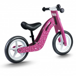 Bicicleta de echilibru din lemn pentru copii, scaun din spuma, roti 12 inchi, Ricokids, 7614, Roz - Img 4