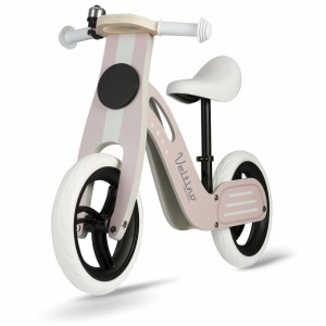 Bicicleta de echilibru din lemn pentru copii, scaun din spuma, roti 12 inchi, Ricokids, Veltino, 7619, Roz - Img 1