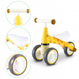 Bicicleta de echilibru pentru copii, roti duble, pentru interior / exterior, max 20 kg, 18 - 36 luni, Ecotoys, Girafa, Galbena - Img 5