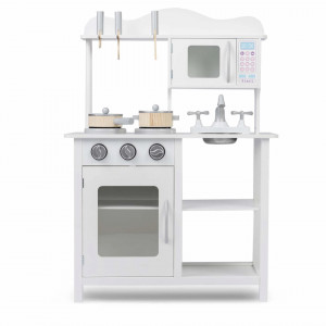 Bucatarie din lemn pentru copii 60 x 30 x 85 cm, aragaz, chiuveta, cuptor cu micround, vase, ustensile, Ricokids, RC-835 - Img 6