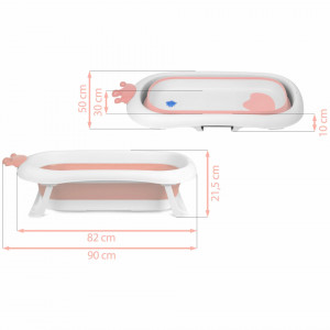Cadita pliabila pentru bebelusi, cu Dop Senzor de temperatura, suport antiderapant, Perna Reductoare, Ricokids, 728000, Roz - Img 2