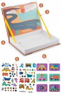 Carte magnetica, cu 66 de elemente, carduri cu 2 fete, Ricokids, RK-770, Vehicule - Img 5