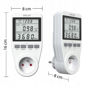 Contor de consum de energie Wattmetru cu impamantare, maxim 16 A, 3680W, BALDR Alb - Img 5