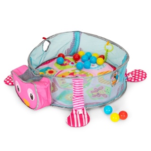 Covoras educational pentru copii, interactiv, multifunctional, 3 in 1, tarc, loc de joaca, cu 30 de bile colorate, 100 x 68 X 50 cm , Ecotoys, Bufnita - Img 3
