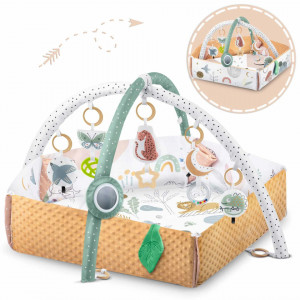 Covoras educativ pentru copii, multifunctional, pereti reglabili, 7 jucarii interactive, oglinda, 110 x 100 cm, Nukido, Lion - Img 6