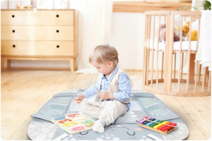 Covoras educativ pentru copii, multifunctional, pereti reglabili, 7 jucarii interactive, oglinda, 110 x 100 cm, Ricokids, Nessi - Img 8