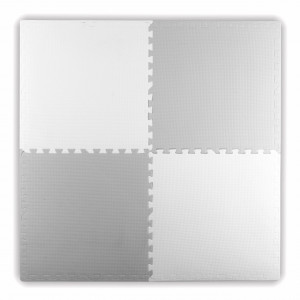Covoras puzzle din spuma pentru copii, 120x120cm, 4 piese, Ricokids, 7480, Alb si Gri - Img 1