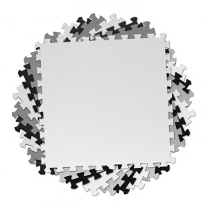 Covoras puzzle din spuma pentru copii, 180x180cm, 9 piese, Ricokids, Gri, Negru - Img 2