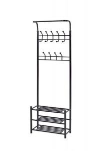 Cuier Pentru Haine, Cu 3 Rafturi Pentru Pantofi, 18 Carlige, Modern Home, 190 x 66 x 28 cm, GH-201 Black
