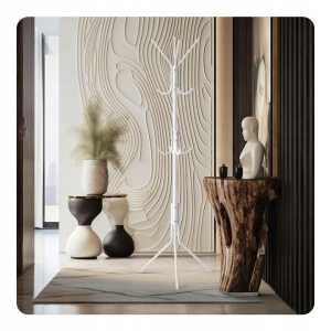 Cuier Pentru Haine de sine statator, Massido, cadru din otel, inaltime 173.5 cm, Alb - Img 4
