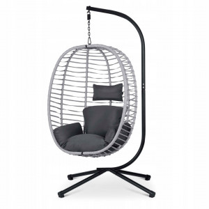 Fotoliu tip balansoar suspendat + perne, Sofotel, Toskana, 135 kg, cadru metalic, Gri - Img 4
