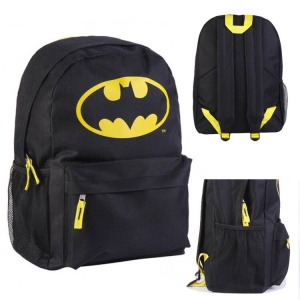 Ghiozdan pentru copii, Batman, 2 fermoare, 41x29x13,5 cm, Negru/Galben - Img 3