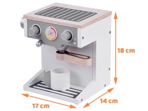 Jucarie pentru bucatarie, Aparat de cafea din lemn, electrocasnice mici, Jokomisiada, 18 x 17 x 14 cm, Alb / Gri, ZA4123 - Img 2