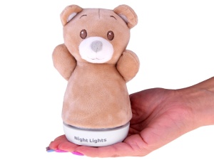 Lampa de veghe din Plus, pentru camera copilului, cu 4 lumini colorate, Ursulet, Maro - Img 4
