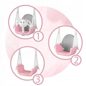 Leagan modular pentru copii, pentru interior - exterior, Ricokids, 3in1, greutate maxima 30 kg, 1 - 7 ani, Roz - Img 5