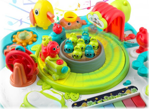 Masa de activitati interactive pentru copii si tabla educationala, 2in1, cu sunete si lumini, pian colorat, tren automat, joc hranire pasarele, elemente in miscare, Ricokids, RK-821 - Img 5