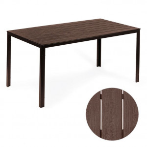 Masa de Gradina, 6 persoane, 156 X 78 cm, otel vopsit cu pulbere, imita lemnul, Modern Home, Brown - Img 6