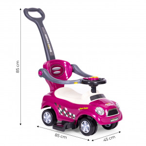Masinuta Ride-On pentru copii, Multistore, Quick Coupe, cu melodii si clanxon, spatar si balustrade de protectie, volan multimedia si maner de ghidare, Violet - Img 6